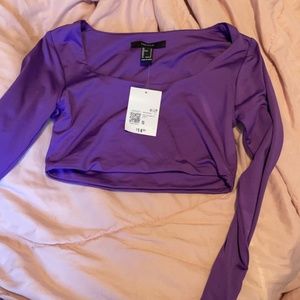 Purple long sleeve crop top